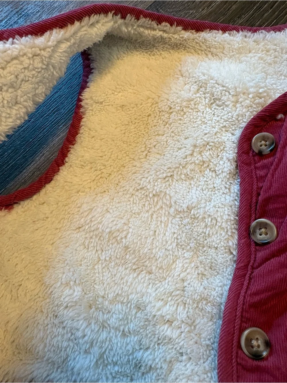 Nannette red/ Pink Quilted Kids Vest with White Sherpa Lining